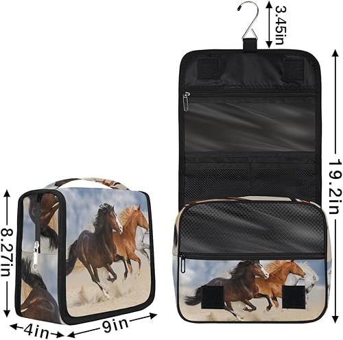 Miniatura 2 de Neceser de viaje colgante para mujeres y hombres, bolsa de maquillaje portátil para cosméticos, organizador de viaje para accesorios, Caballo