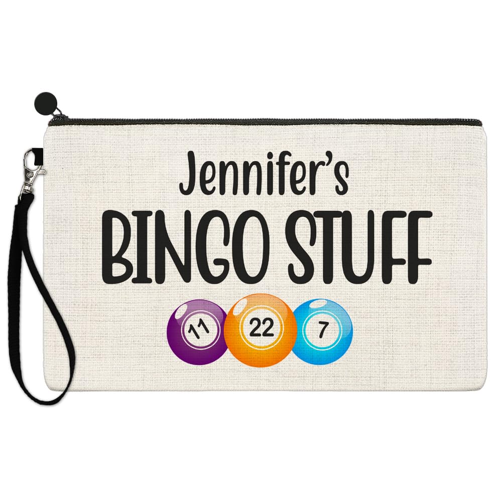 EnvyFone Personalised Any Name's Bingo Stuff Linen Style Case Bag Dabbers Carry Pouch Pencil Accessories Gift