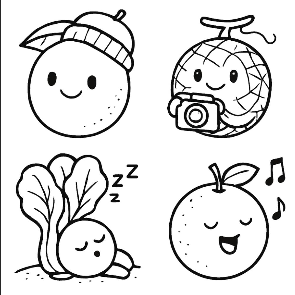 Cute Fruit Coloring Book