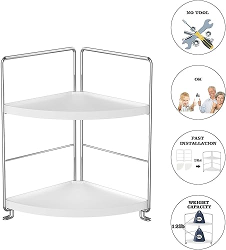 Miniatura 3 de Organizador de encimera de baño de 2 niveles, bandeja de tocador, almacenamiento de cosméticos y maquillaje, estante de pie para especias de cocina,