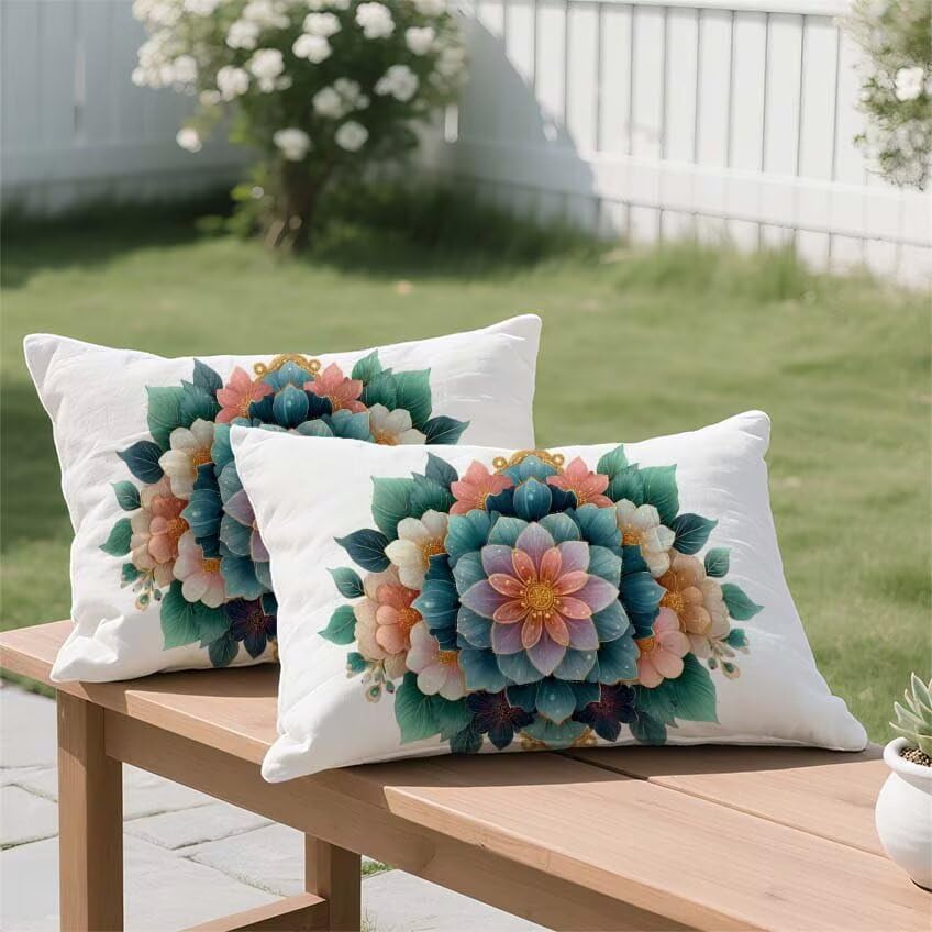 Housse de coussin 80x100cm rectangulaire lin impermeable double sided printing bohême