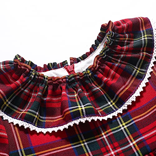 Pettigirl Girls Autumn Winter Christmas Red Plaid Ruffle Clothing Outfit Kids Toddler Elegant Formal Party Dresses3