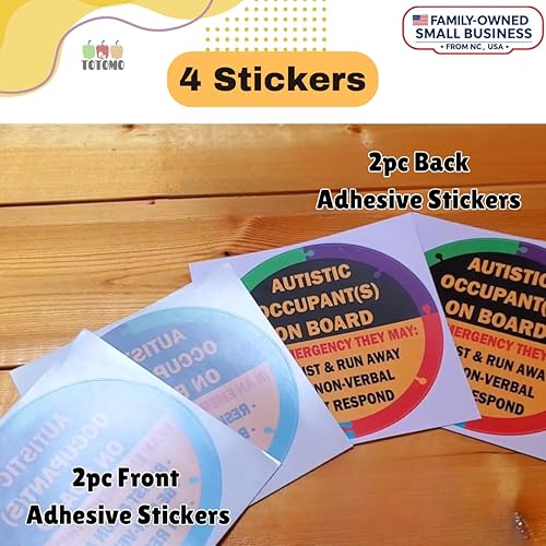 Miniatura 2 de TOTOMO Calcomanía para Auto "Ocupante Autista a Bordo" - 6" x 6" (Paquete de 4) (2 Adhesivos Frontales y 2 Adhesivos Traseros) Calcomanía de