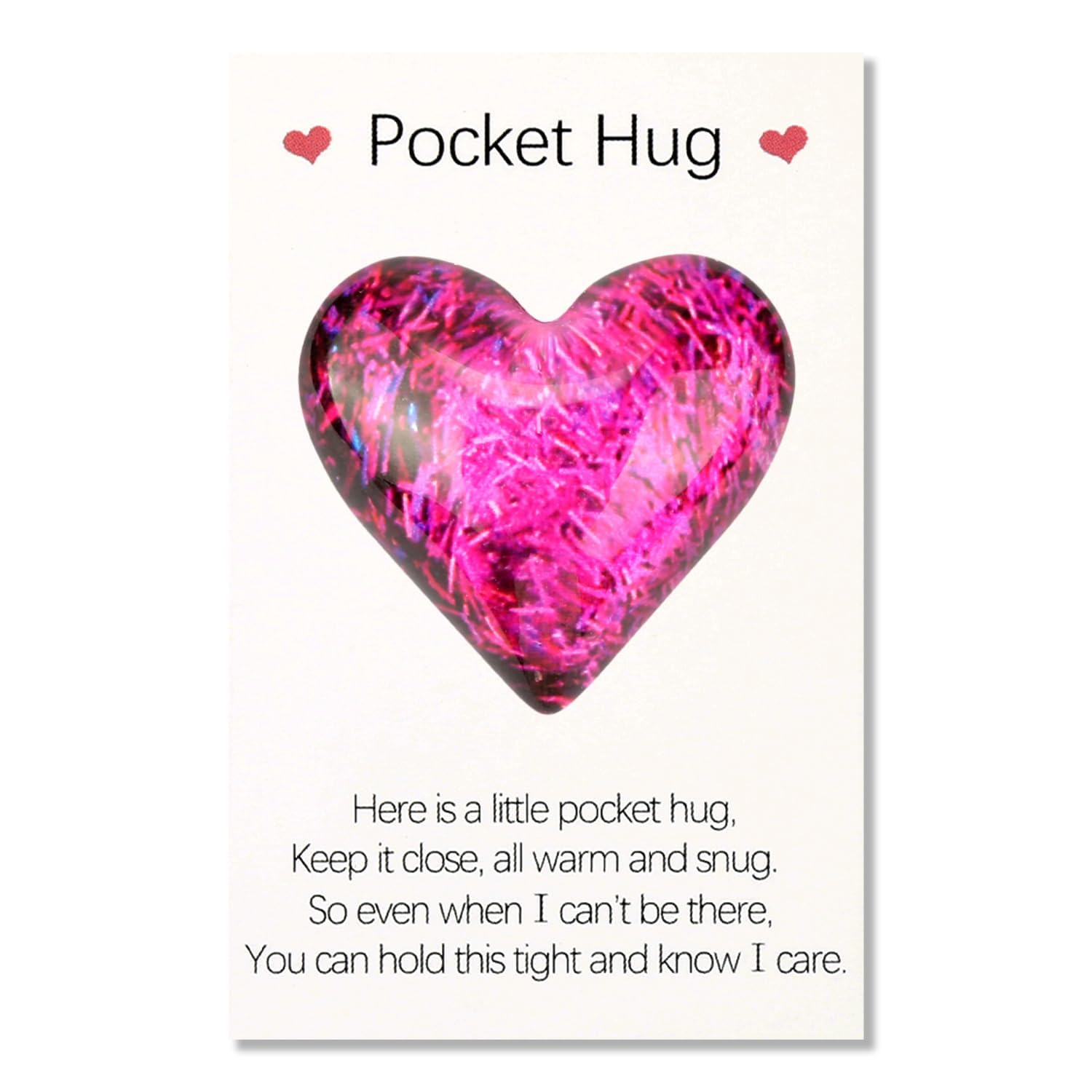 Bojueshaw Purple Pocket Hug Gift Set,Heart Keepsake With Encouragement Card,Cute Positivity Token For Friends,Family & Loved Ones(Pink)
