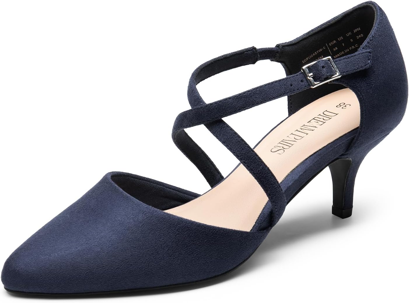 DREAM PAIRSDERAM Pairs Womens Court Shoes Mid Heel Chunky Dress Sandals Pointed Toe Kitten Ladies Ankle Strap Wedding Party Pumps SDPU2437W-E