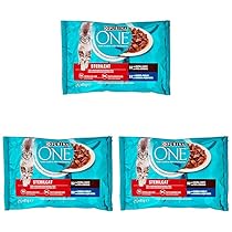 Purina One Sterilcat Filettini in salsa Cibo Umido per Gatti Sterilizzati con Anatra e Sardine, 4 buste da 85 g (Confezione da 3)
