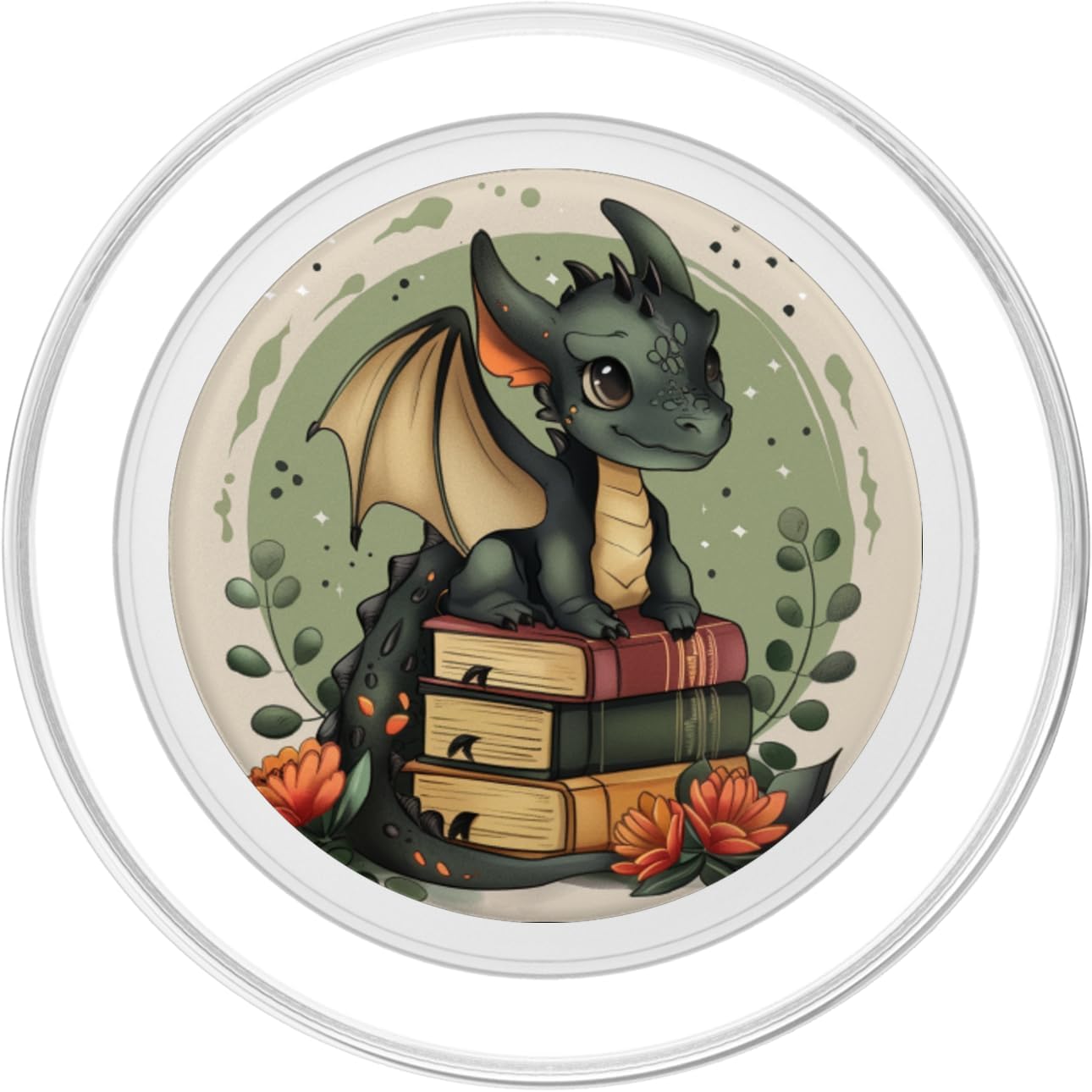 Book Lover Dragon Bookworm Reading Librarian PopSockets PopGrip for MagSafe