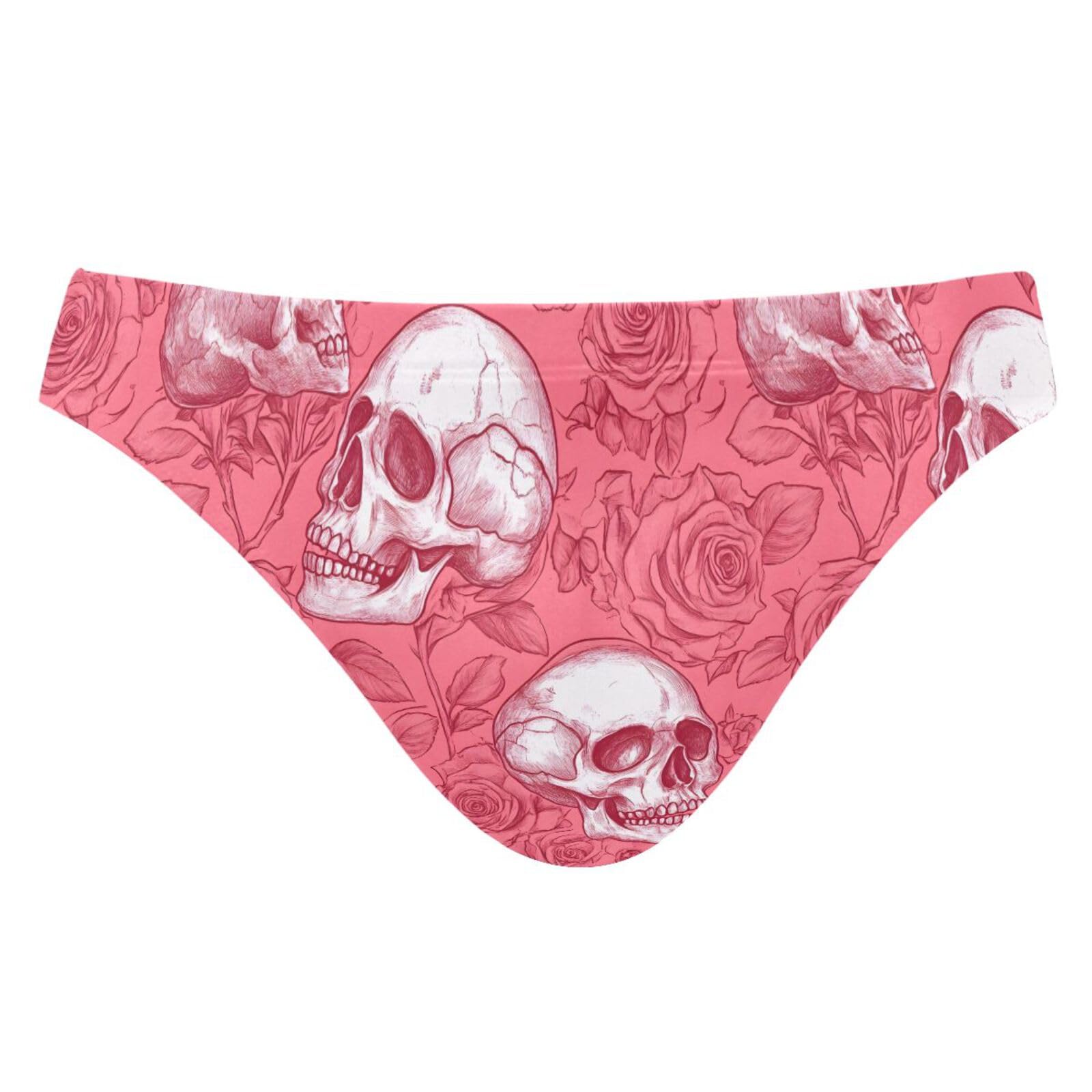 UMIRIKO Mens Bikini Swimwear Gothic Skull Pink Flower Swimsuits for Men XXXL 202b8507