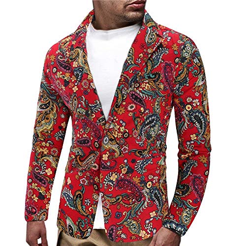 KISSQIQI Men's Print Floral Suit Casual Slim Fit Luxury Dress Blazer Jacket Party Coats