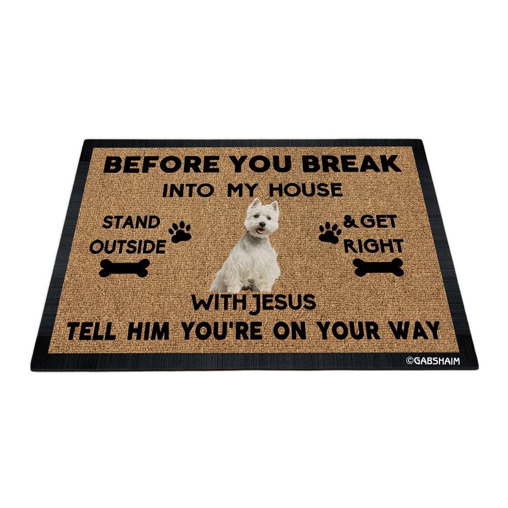 GABSHAIM Cute West Highland White Terrier Westie Door Mat Funny Dog Puppy Pet Welcome Doormat Entrance Front Door Decorative Floor Mat Rug for Dog