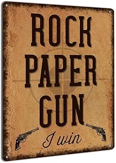 Rock Paper Gun, I Win, 11.5 x 15.5 Inch Aluminum Armory Sign, Funny Gun Room and Safe Wall Decor and 2nd Amendment Gifts for Gunsmiths, Hunters, Law Enforcement, Military, Gun Range AL-1216-RK3381-SP