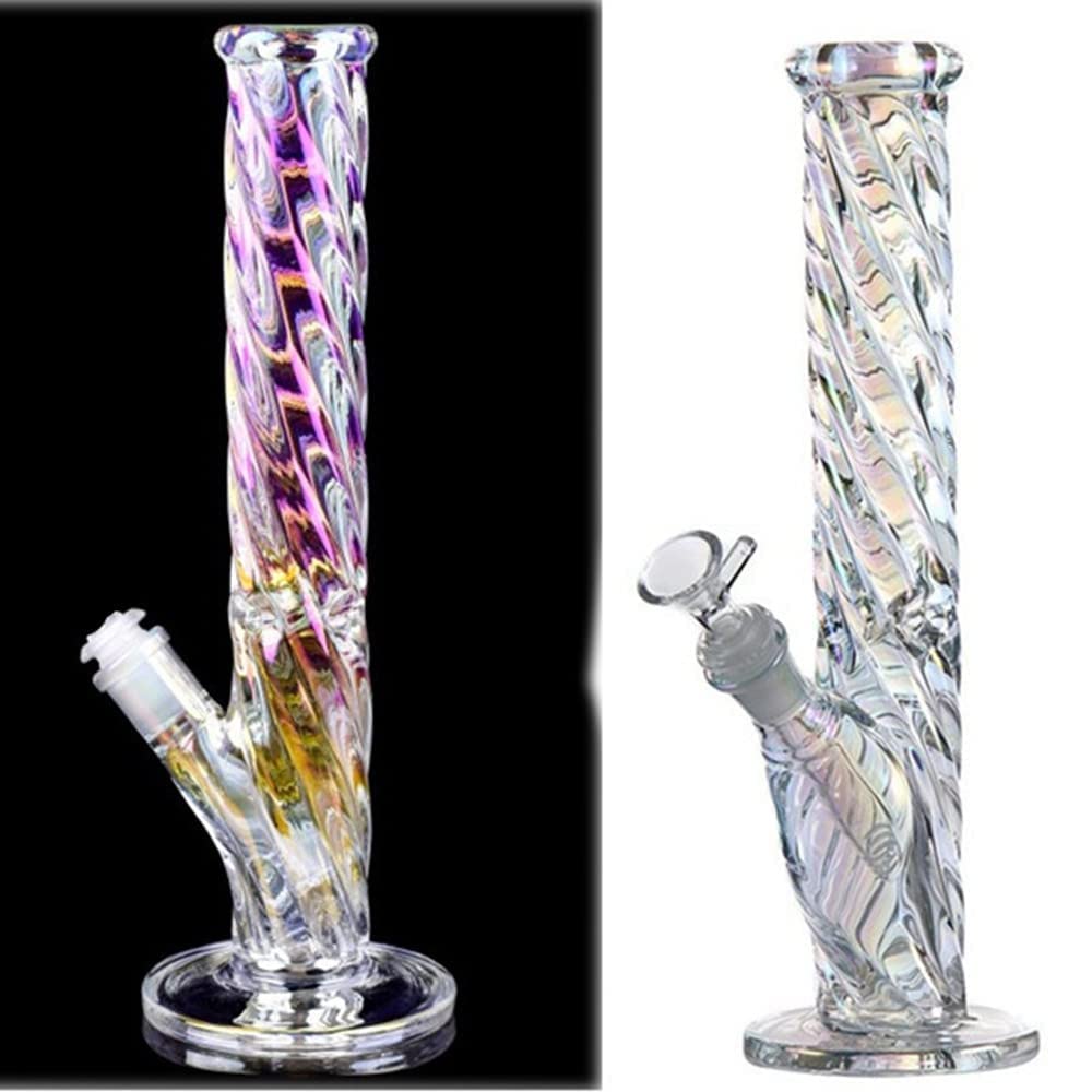 Noctilucous Pipe à eau en verre de 14 mm avec diffuseur de glace épais et percolateur de glace (D#)