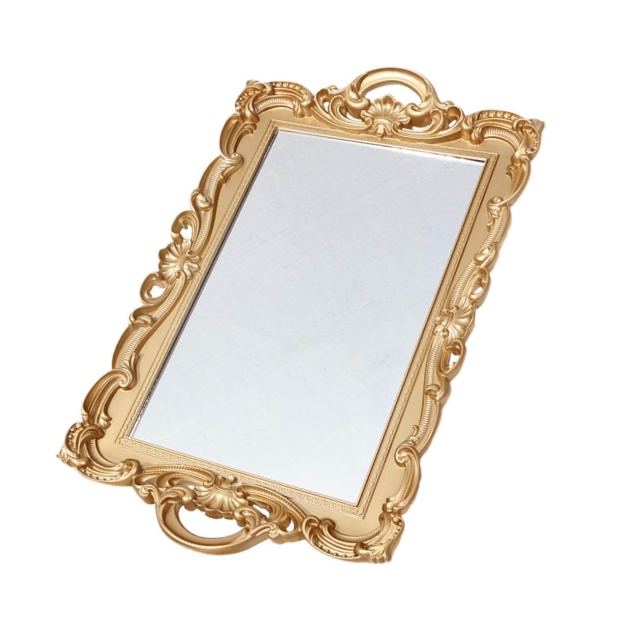 Vassoio Portaprofumi Specchio Vintage Oro in Pp per Casa