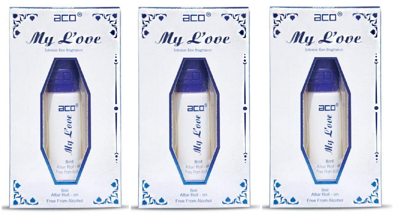 Aco Perfumes My Love Alcohol - Free Attar Roll On 8ml Each (Pack of 3)-image-11