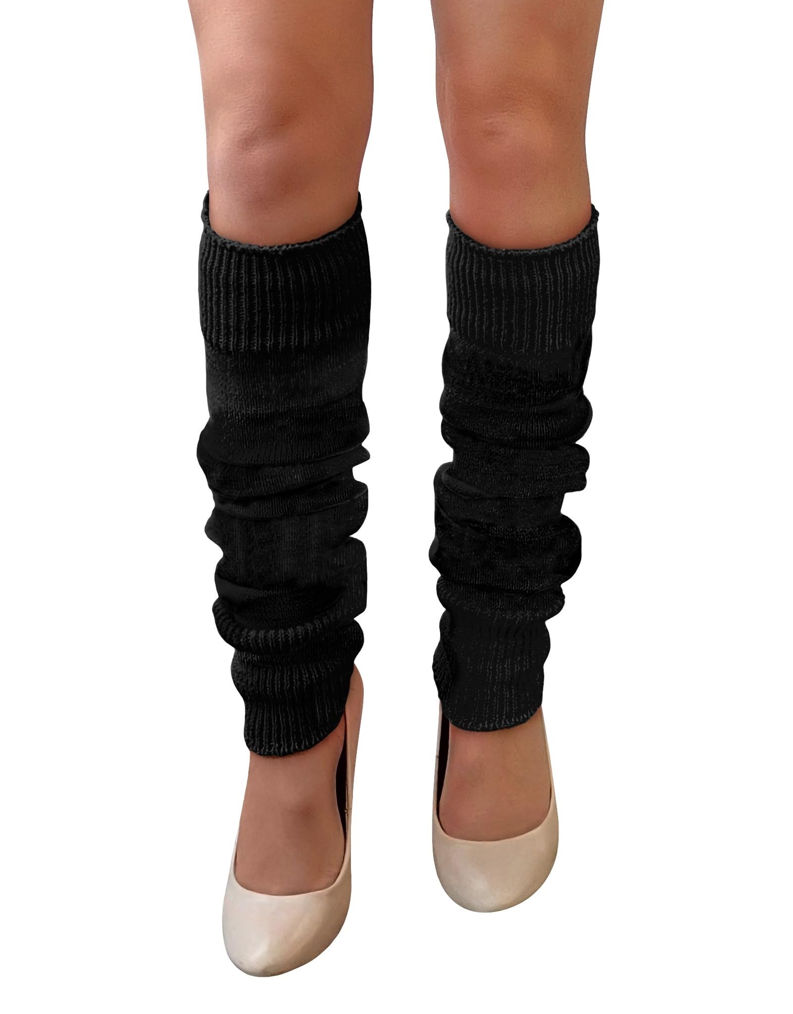 Nujake Girls Black Leg Warmers In Assorted Colours 1980S Luxurious Cosplay Legwarmer (Black)
