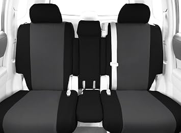 CalTrend Faux Leather Slip on Seat Covers, fits 2017-2022 Ford F-250 Front 40/20/40 Split Bench Water Resistant, UV Resitant, Precision Fit, Charcoal Insert with Black Trim
