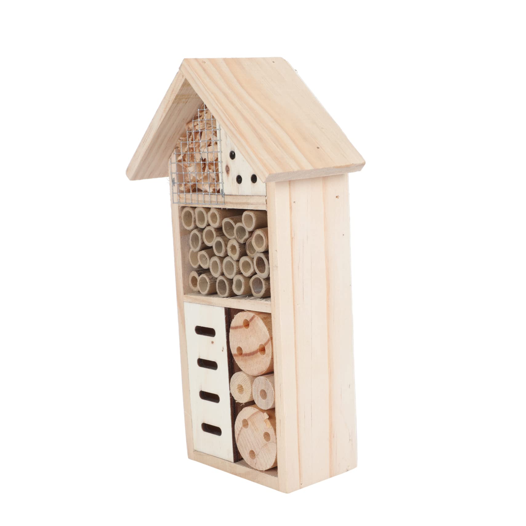 VANZACK Casa de Madera para Insectos Casa Colgante de Abejas para Jardín Patio o Habitación Decoración Natural para Atraer Abejas y Otros Insectos