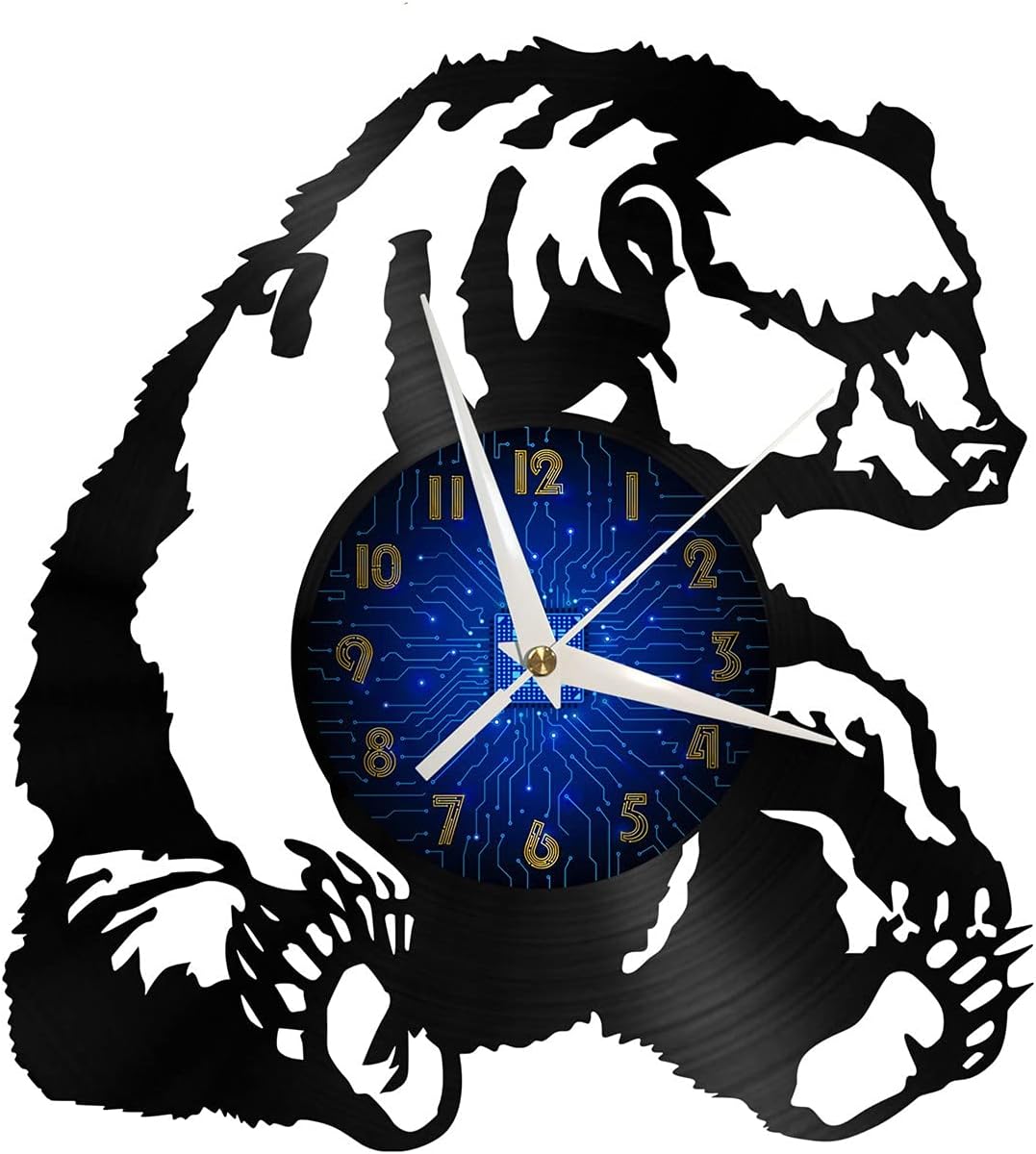 Bear 3 Decoration Large Vinyl Wall Clock for Holiday,12 Inches Morden Art Wall Decor for Living Room.Best Gifts for Men/Women/Children(B-Without L)
