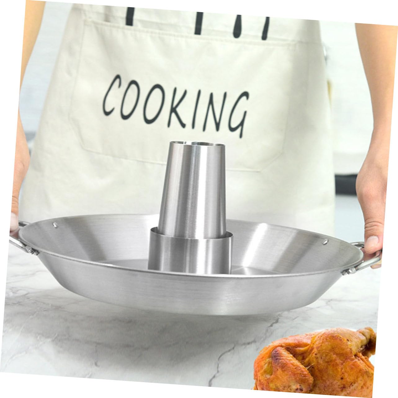Soporte para pollo de acero inoxidable, práctica herramienta de barbacoa para asar fácilmente, perfecto para asar pollo, duradero y fácil de usar, accesorio de cocina