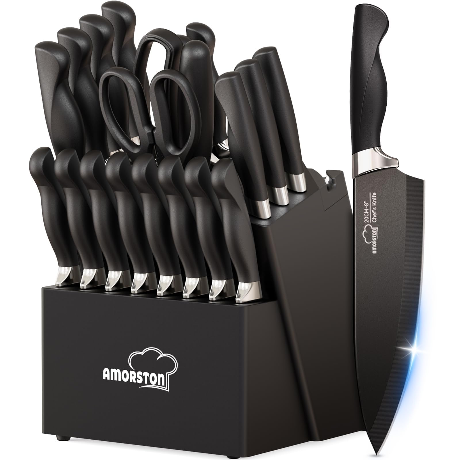 Amorston 21-Piece Knife Set Block