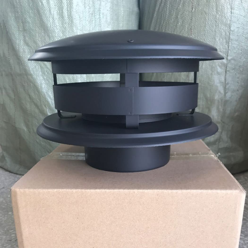 Protector para Chimenea de Pájaros, Acero Inoxidable, Tapa para Tubo de Combustión, Sombrerete Antirrevocante Ajustable en Acero Galvanizado para Estufas y Chimeneas de Leña,Negro,D125mm