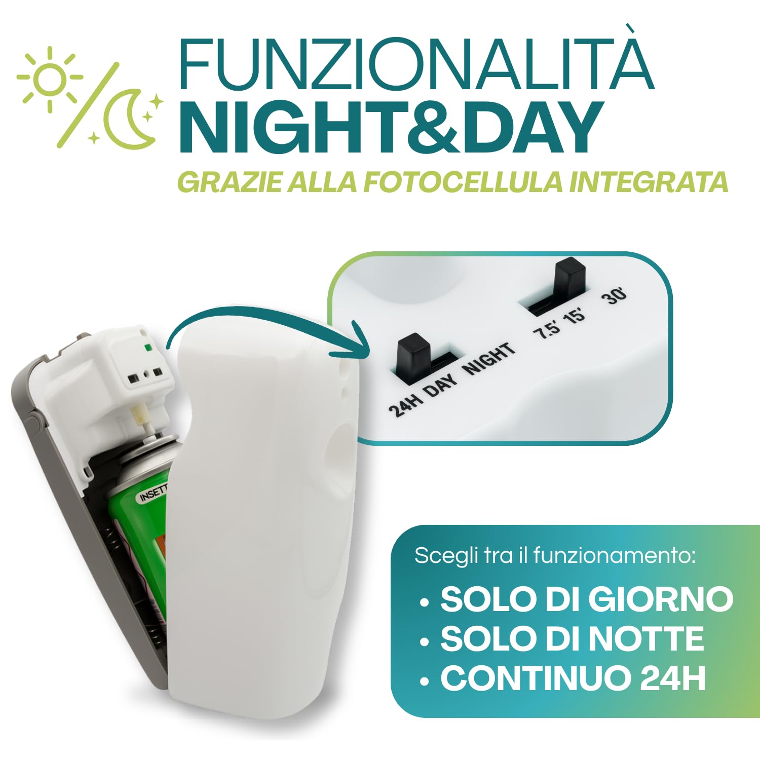 Virsus 6 Bombolette Insetticida a Base di Piretro da 250 ml per Mosche zanzare e Insetti Volanti e Striscianti Uso Domestico, Piretro Naturale + 1 Erogatore Night And Day Automatico programmabile
