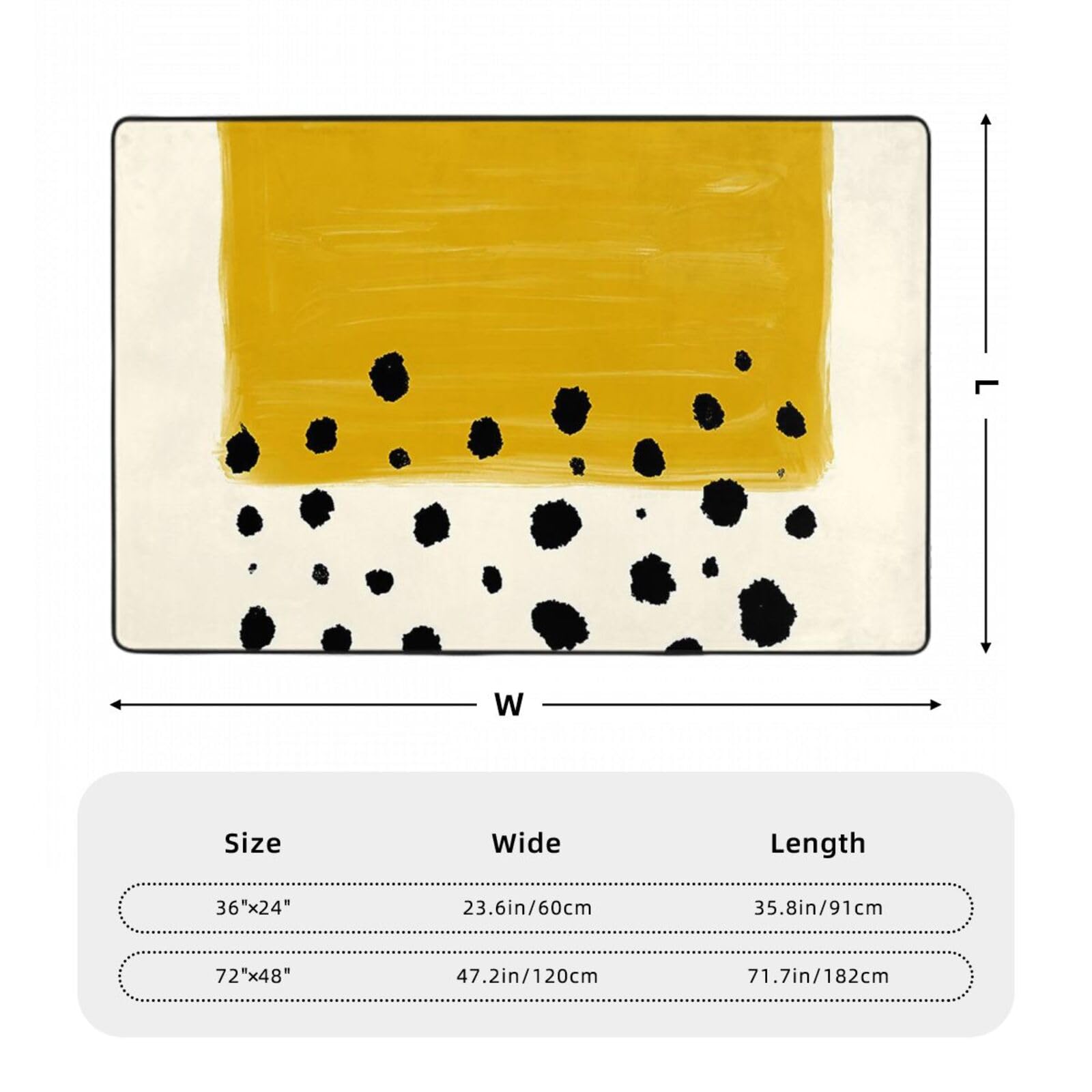 Tapis antidérapant doux jaune moutarde et noir, convient pour chambre à coucher, salon, balcon et bureau. Il existe de nombreuses tailles.