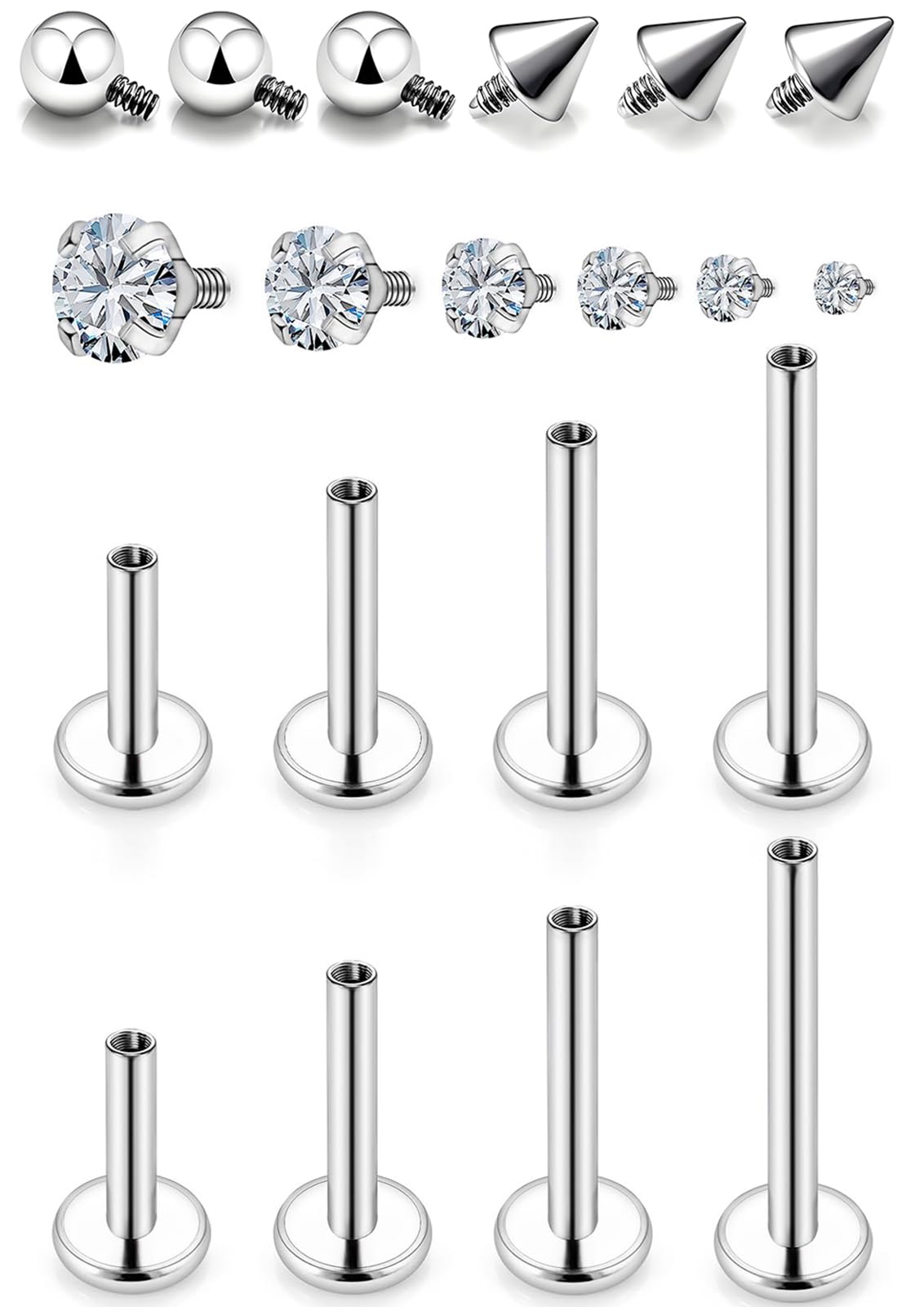 Medusa Piercing Jewelry 16G Internal Thread Surgical Steel Monroe Lip Piercing Jewelry Flat Back Stud Tragus Piercing Jewelry Lip Rings 6mm 8mm 10mm 12mm Ashley Piercing Lip Jewelry-image-34