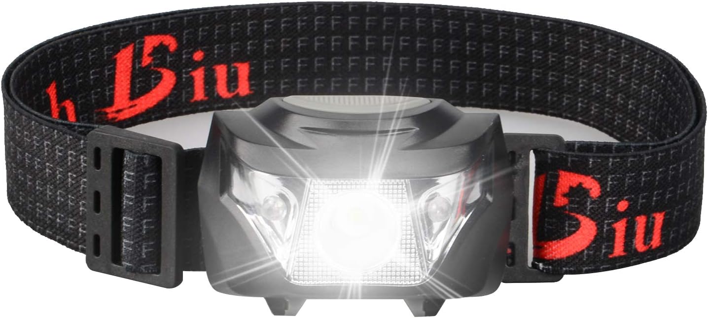 FlashBiu Headlamp Head Lamp Headlamp Flashlight – Adjustable Headband, Lightweight – headlamps for Adults Kids Running, Camping, Walking(Black, Battery Included)