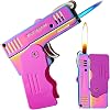 Jet Lighter with Lock Function - Cool Windproof Adjustable Jet & Soft Flame, Refillable Butane Lighter for Candle, BBQ, Kitchen, Camping Without Butane -Rainbow Ice