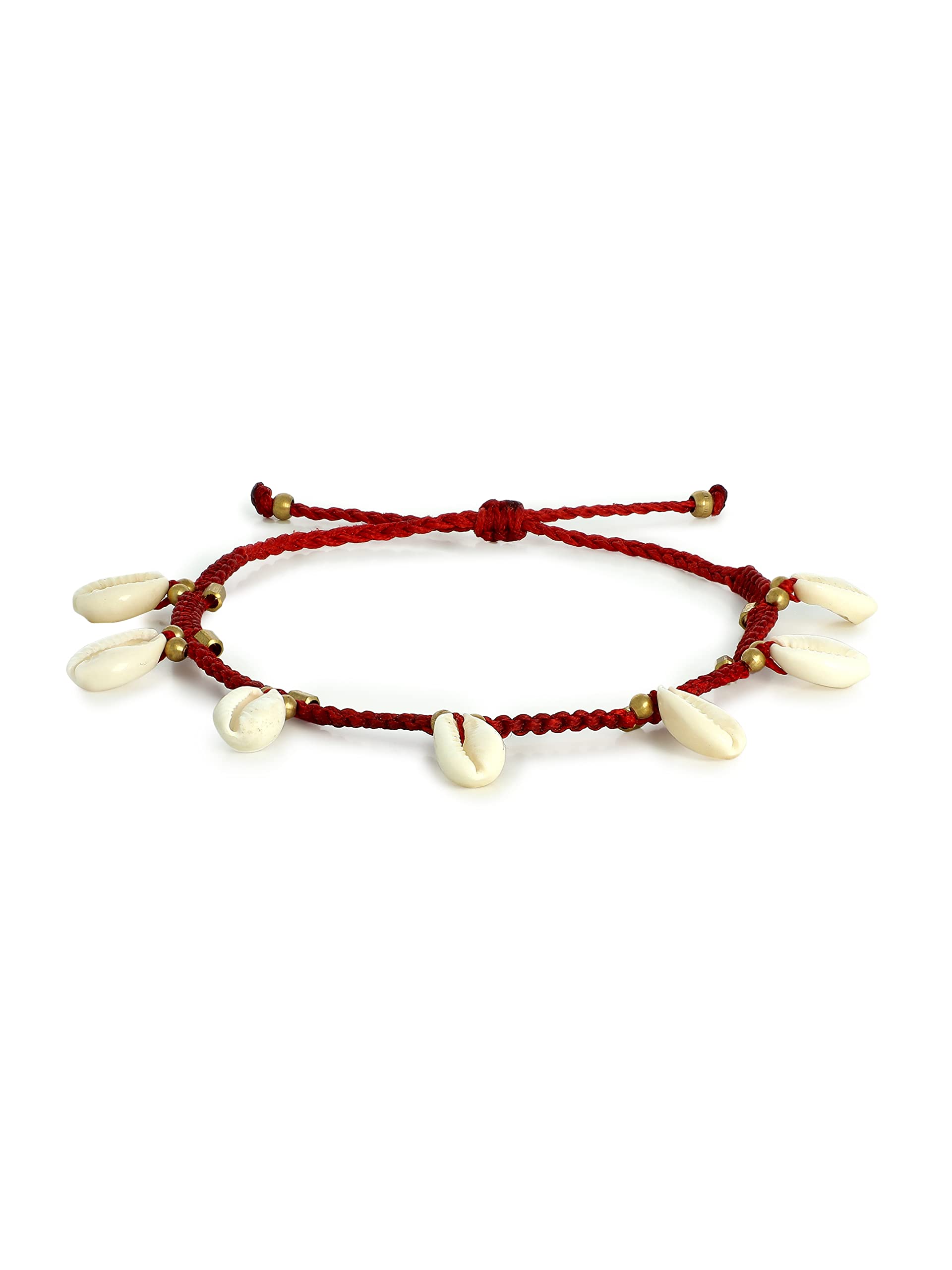 El Regalo 1 PC Boho Anklet- Cowrie Shell & Brass Charms Macramé Adjustable Bead Anklet for Girls & Women- 1 Leg Fashion Barefoot Anklets (Cowrie Shells Red Anklet) (B0B36DH9WF) Amazon Price History, Amazon Price Tracker