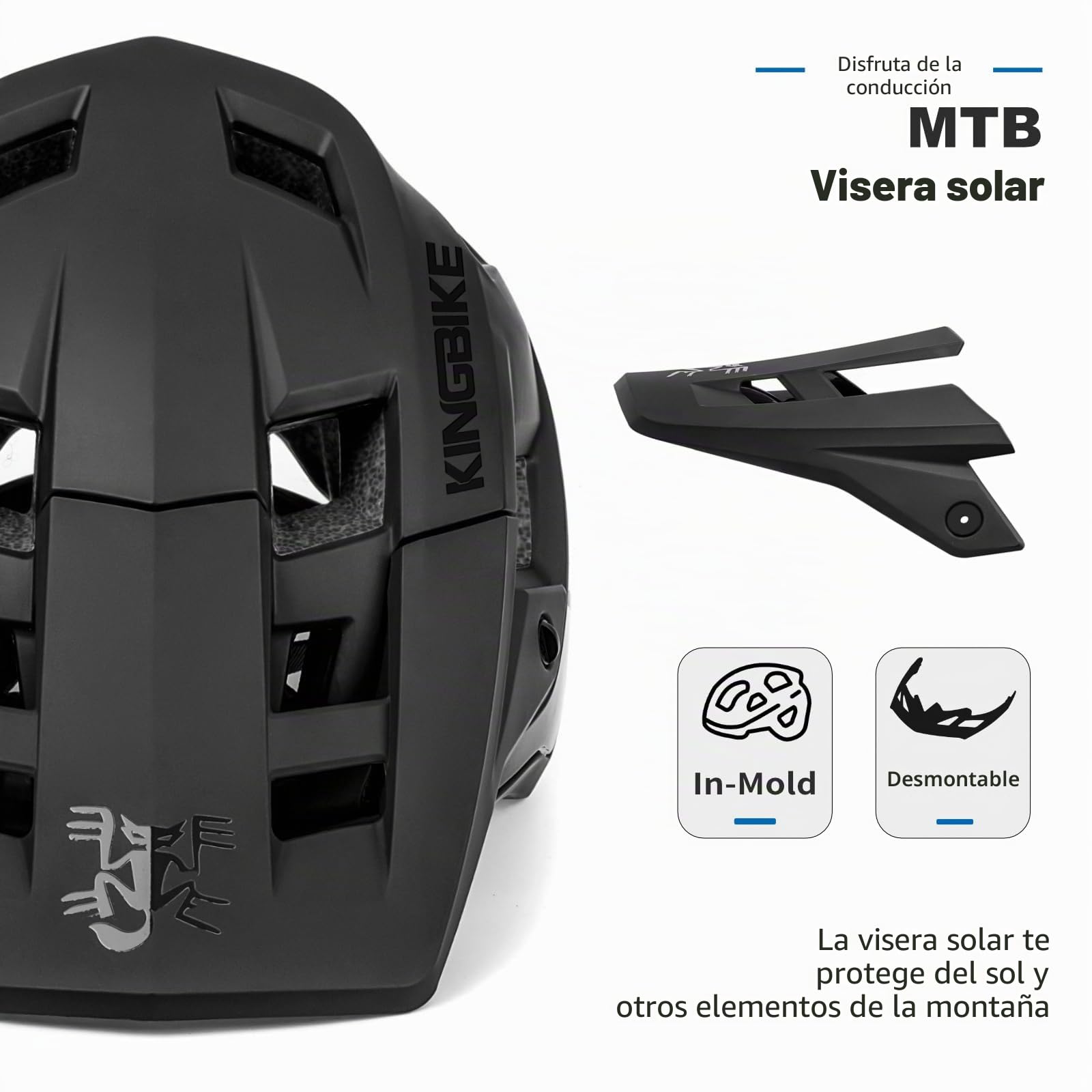 Casco de bicicleta de montaña con visera desmontable para hombre, mujer, adultos, jóvenes