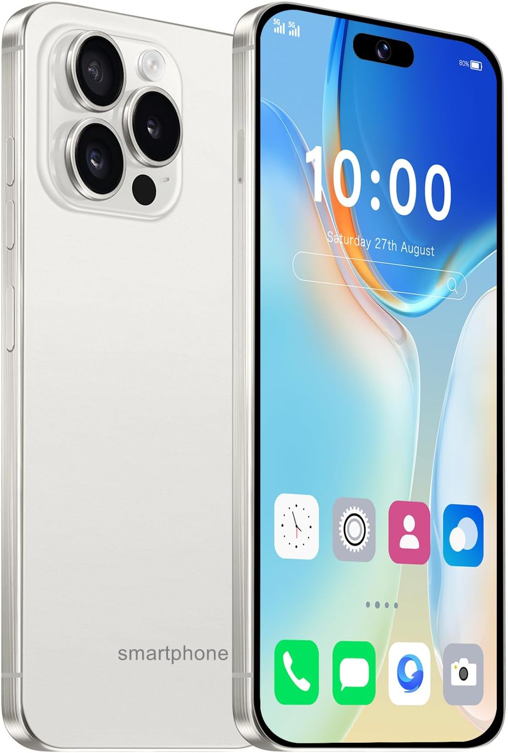 Echoamo A15 Pro Unlocked Phone, 5G Cell Phone 6GB+256GB Smartphone Android 13, 6800mAh Battery, 6.82" FHD+ Display 120Hz 64MP Camera, Dual SIM Octa-Core Phone GPS/Fingerprint/Face ID (White)