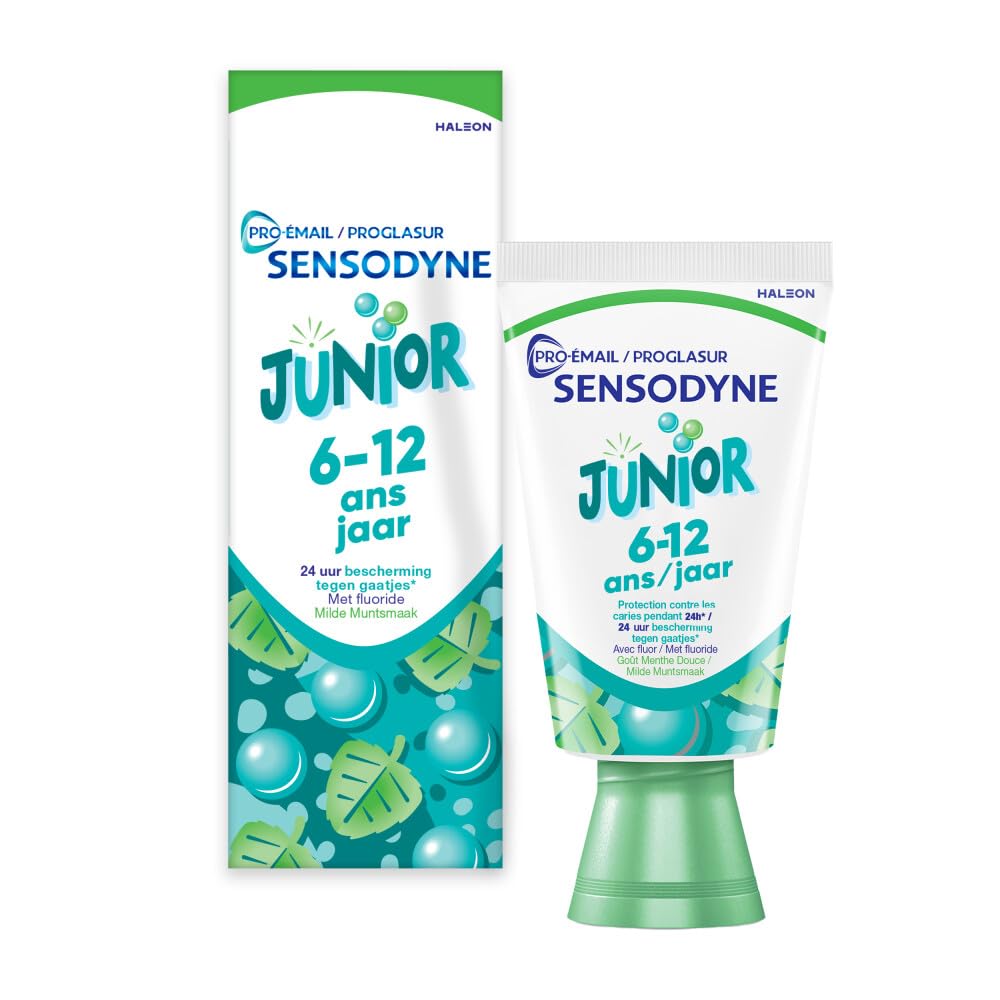 SENSODYNE - Zahnpasta für Kinder Pro-Email Junior – 6/12 Jahre – schützt vor Karies für 24 Stunden – stärkt den Zahnbelag sanft – süßer Minzgeschmack – 50 ml