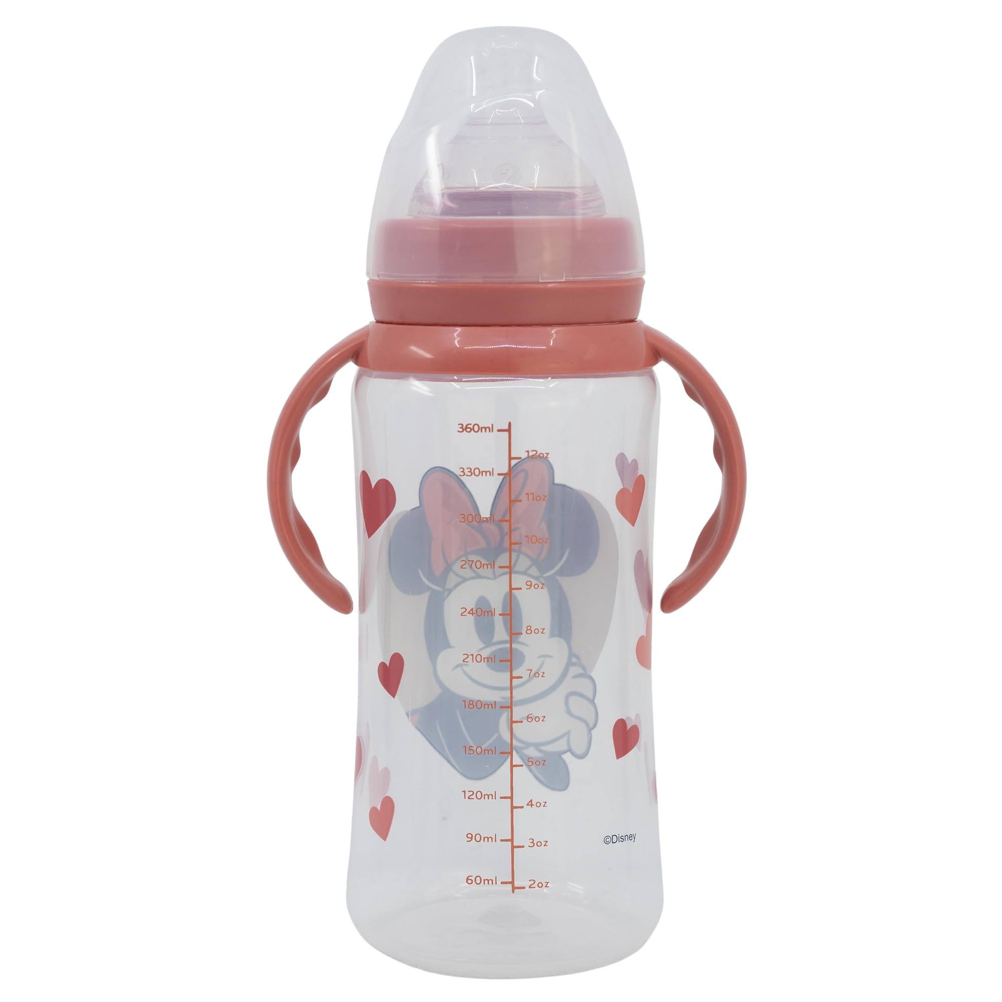 STOR Biberon con Manici Minni 360ml Collo Largo Tettarella Silicone 3 Posizioni Disney Baby Sistema Anti-Coliche Senza BPA 0 Mesi Plus