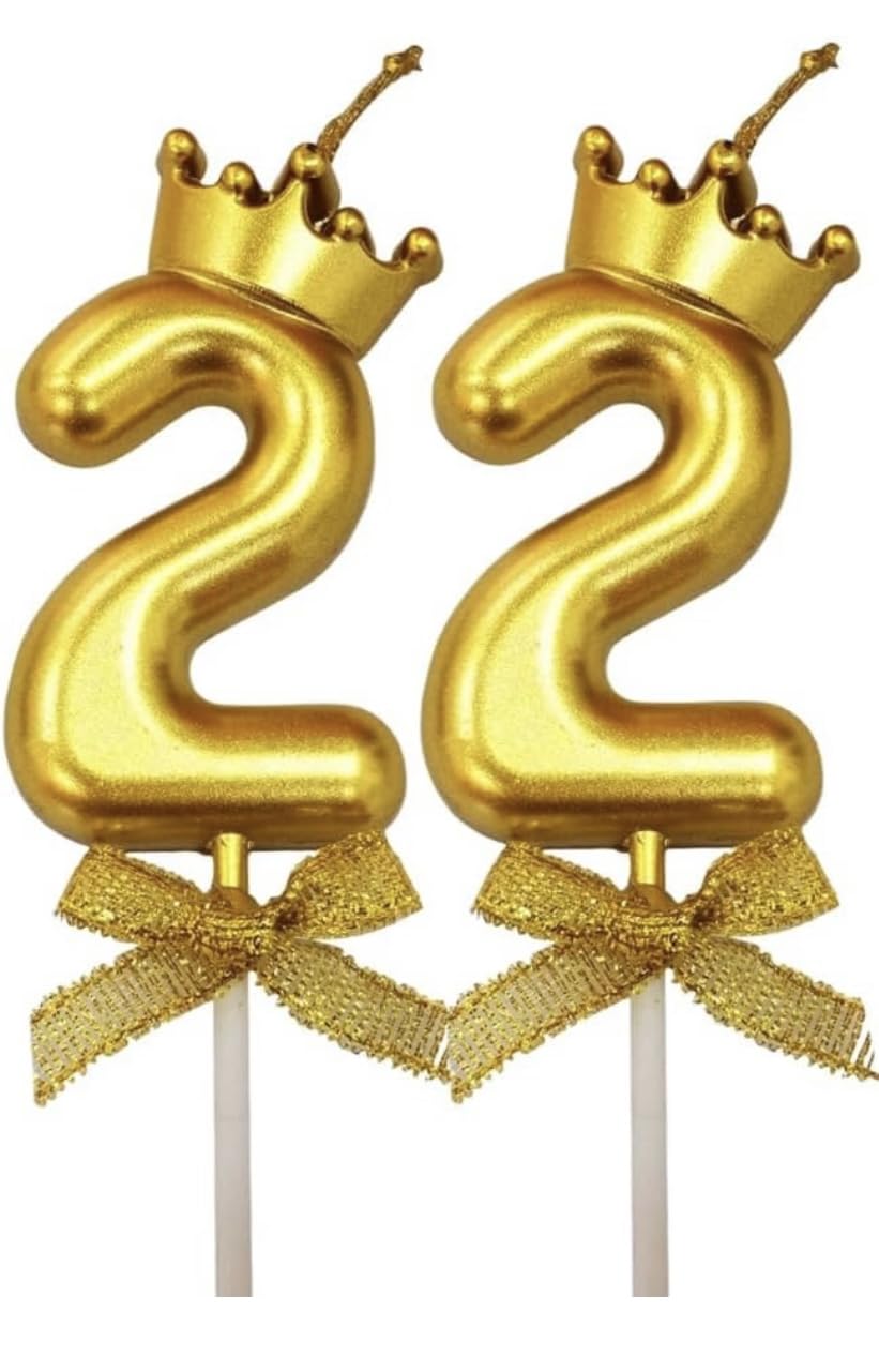 Shree Ji Enterprises 22 Number Happy Birthday Candle / Golden Crown / Fresh Scent / Novelty Candle / Birthday Theme-picture-10