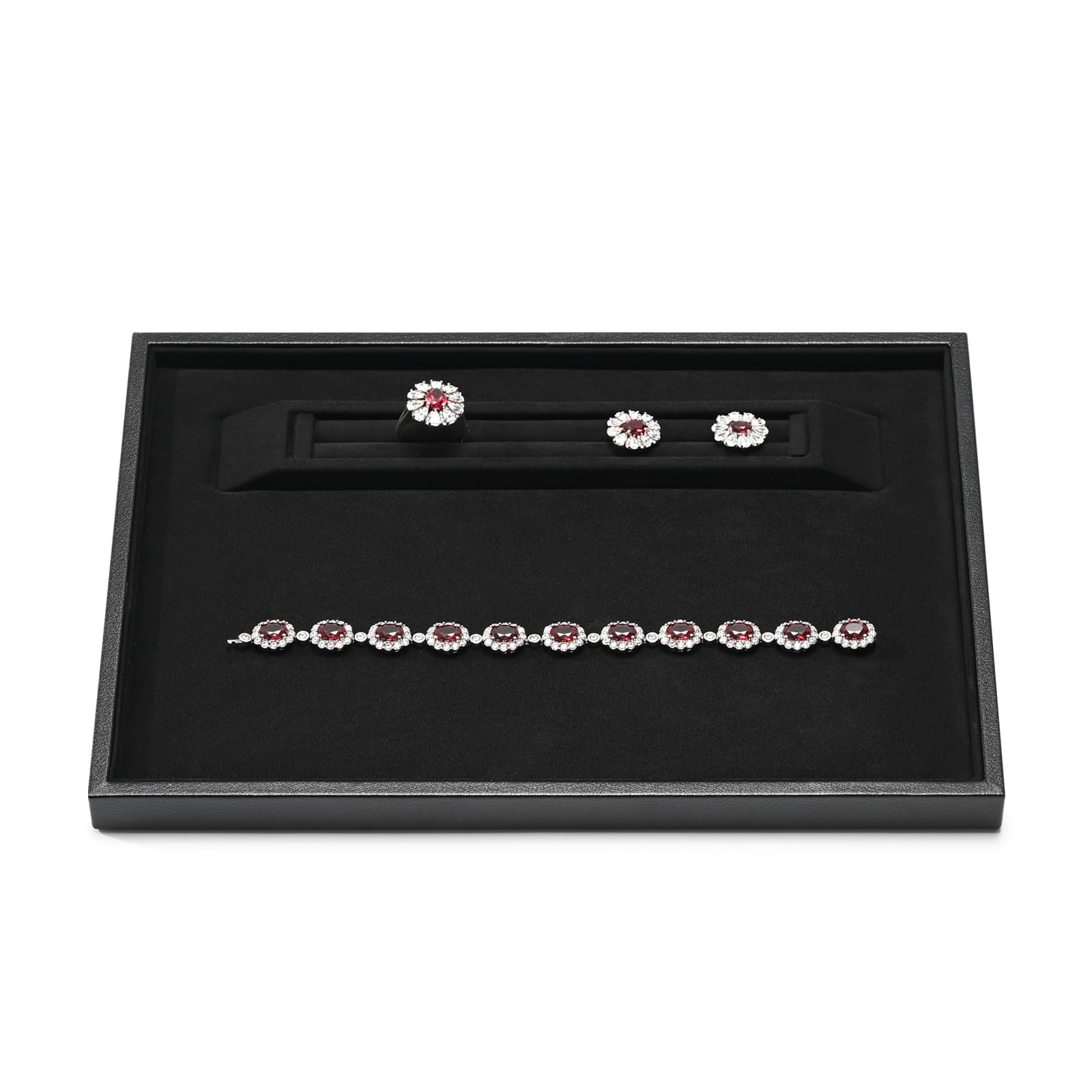 Plateau à bijoux Oirlv noir moyen en velours raffiné pour écrin de luxe