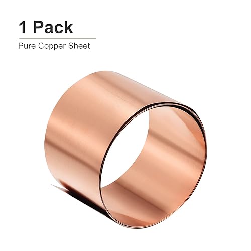 Miniatura 6 de Hojas de cobre puro de 39.370 x 1.969 x 0.004 in (LxWxT) - 1 paquete - Buenas para hacer piezas de maquinaria - Placas de cobre de metal