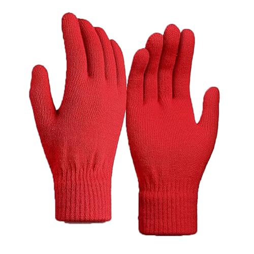 Heré Mood Strickhandschuhe & Winterhandschuhe Warme Handschuhe Winter Rippstrick Damenhandschuhe Outdoor Herren Radfahren (Rot)