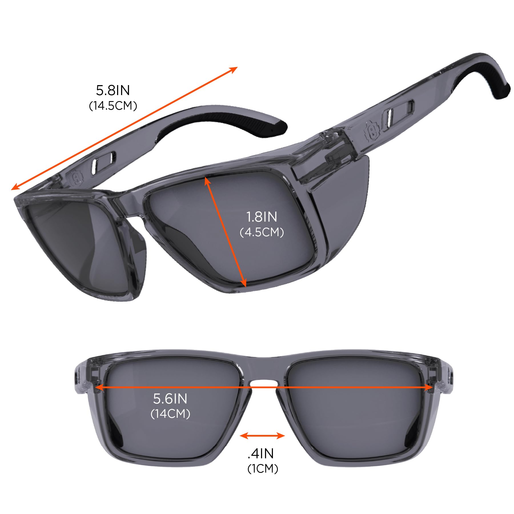 Ergodyne Lunettes de sécurité Skullerz SIXTEN avec protections latérales, anti-buée et anti-rayures, ANSI z87.1 avec sac de protection pour nettoyer et ranger les lunettes en microfibre