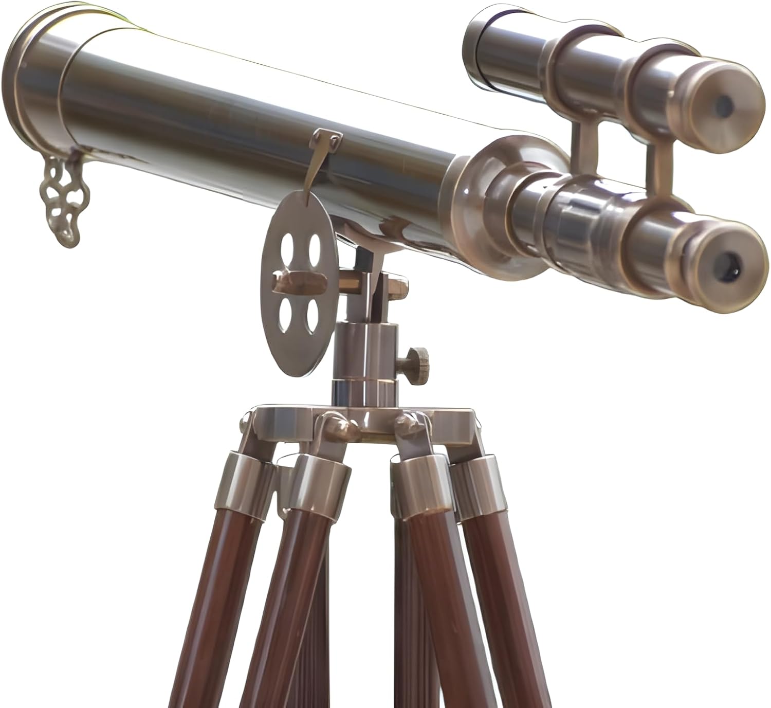 18" Brass Telescope with Wooden Tripod Polished Finish Spyglass for Nautical Decor Vintage Maritime Telescope with Adjustable Wood Stand Functional Antique Look for Home or Office (3)