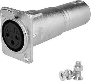 3-Pin XLR Female to Male Panel Mount Connector - Durable Microphone Adapter Coupler with Feedthrough Mount Socket, Ideal for Mixers and Audio Devices - Stable, Reinforced Audio Transmission (1-Pack)