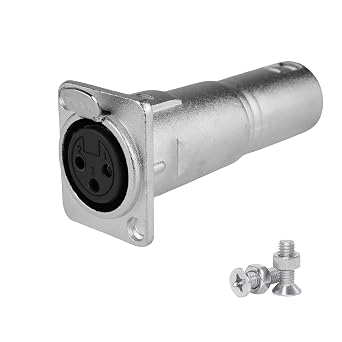 3-Pin XLR Female to Male Panel Mount Feedthrough Coupler Connector 1-Pack | Durable reinforced panel-mount design for microphones, mixers and audio devices with secure fit and stable signal transfer