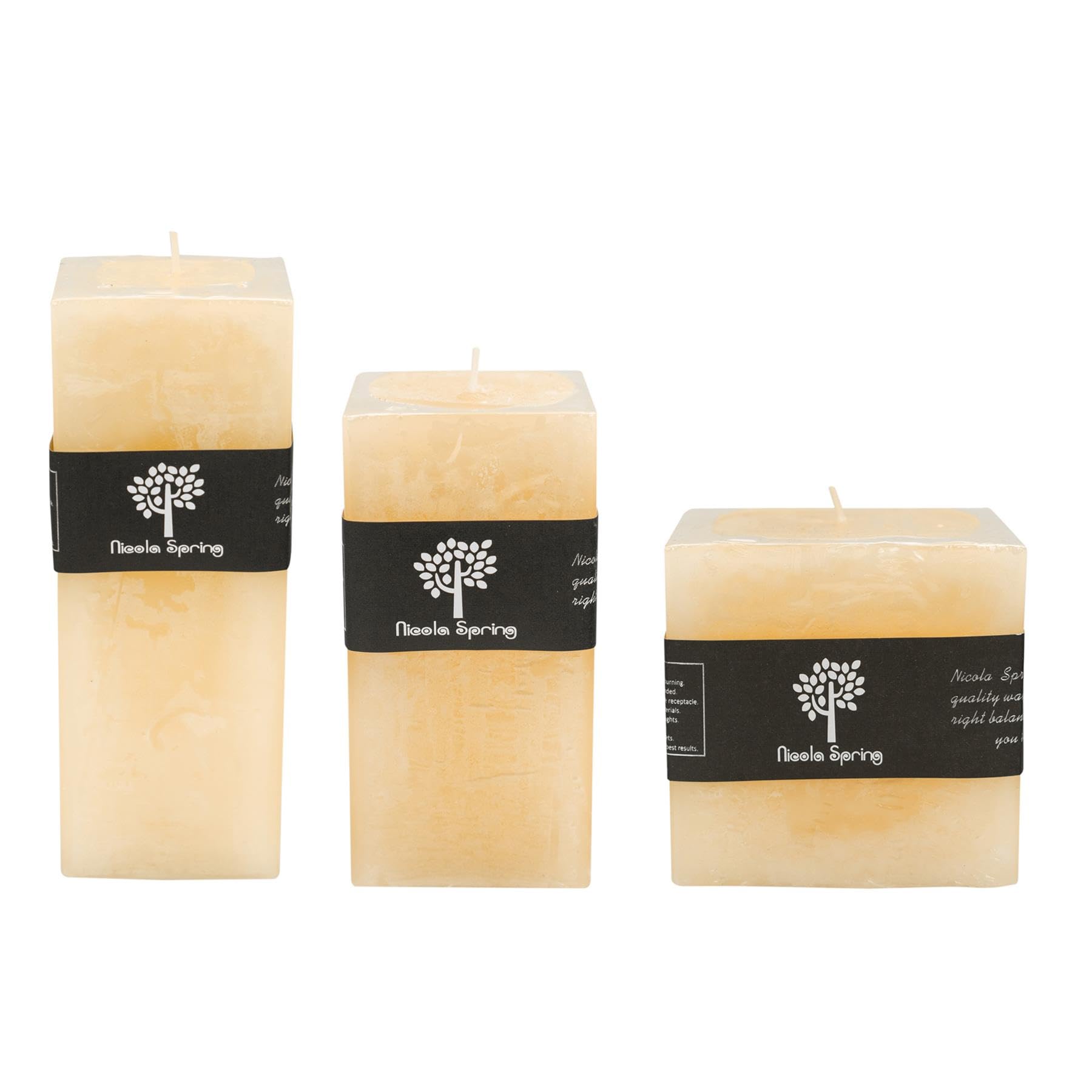 Nicola Spring Square Vanilla Pillar Candles