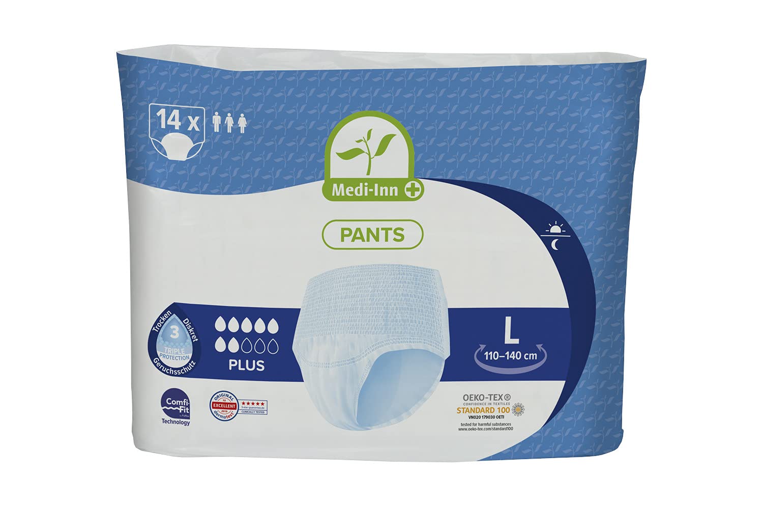 Medi-Inn Inkontinenz-Pants PLUS, diskreter Schutz & hohe Saugstärke, mit elastischem Bund, Vorteilspack: 4 x 14 = 56 Stück (Größe L)