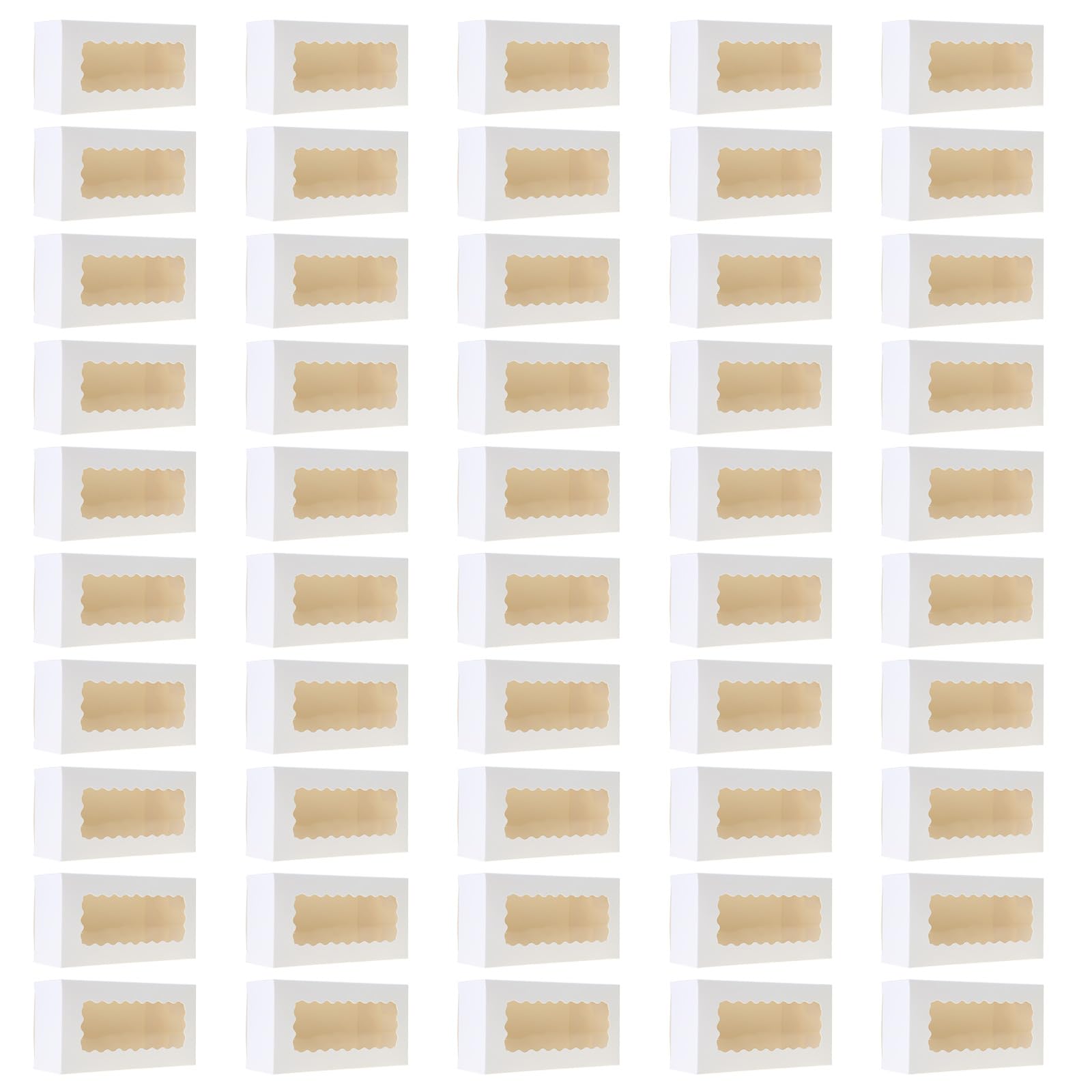 Hsioluted Of 50 Clear Macarons Boxes Pastry Display Case Cardboard Gift Boxes for Christmas Birthday Wedding Party Favor Easy Assembly Bakery