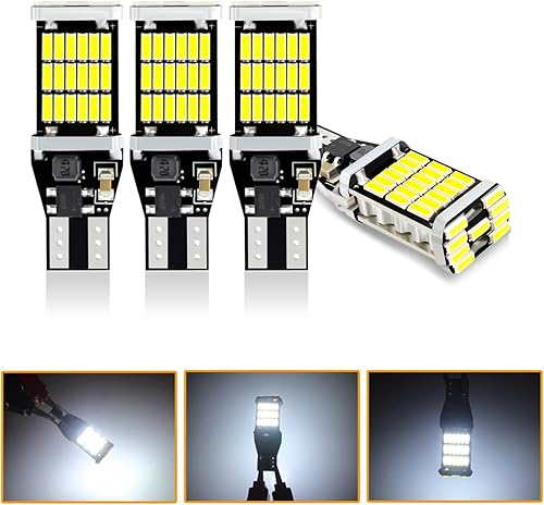 Miniatura 1 de cueclue Pack-4 T15 4014 45SMD LED Luces de marcha atrás, luz de freno de alto brillo de 12 V, 6500 K 800 lm bombillas de señal de giro de coche para