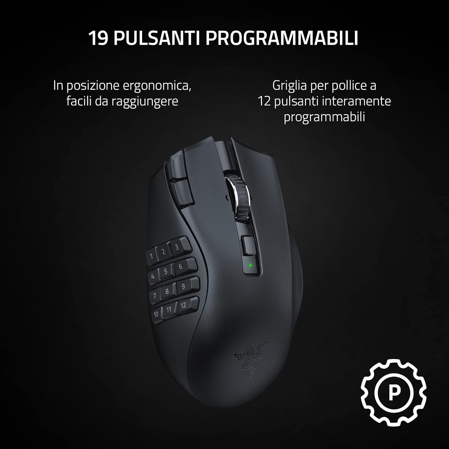 Razer Naga V2 HyperSpeed - Mouse da Gioco MMO Wireless Ergonomico (19 Pulsanti Programmabili - Mouse gaming - Immagine 1