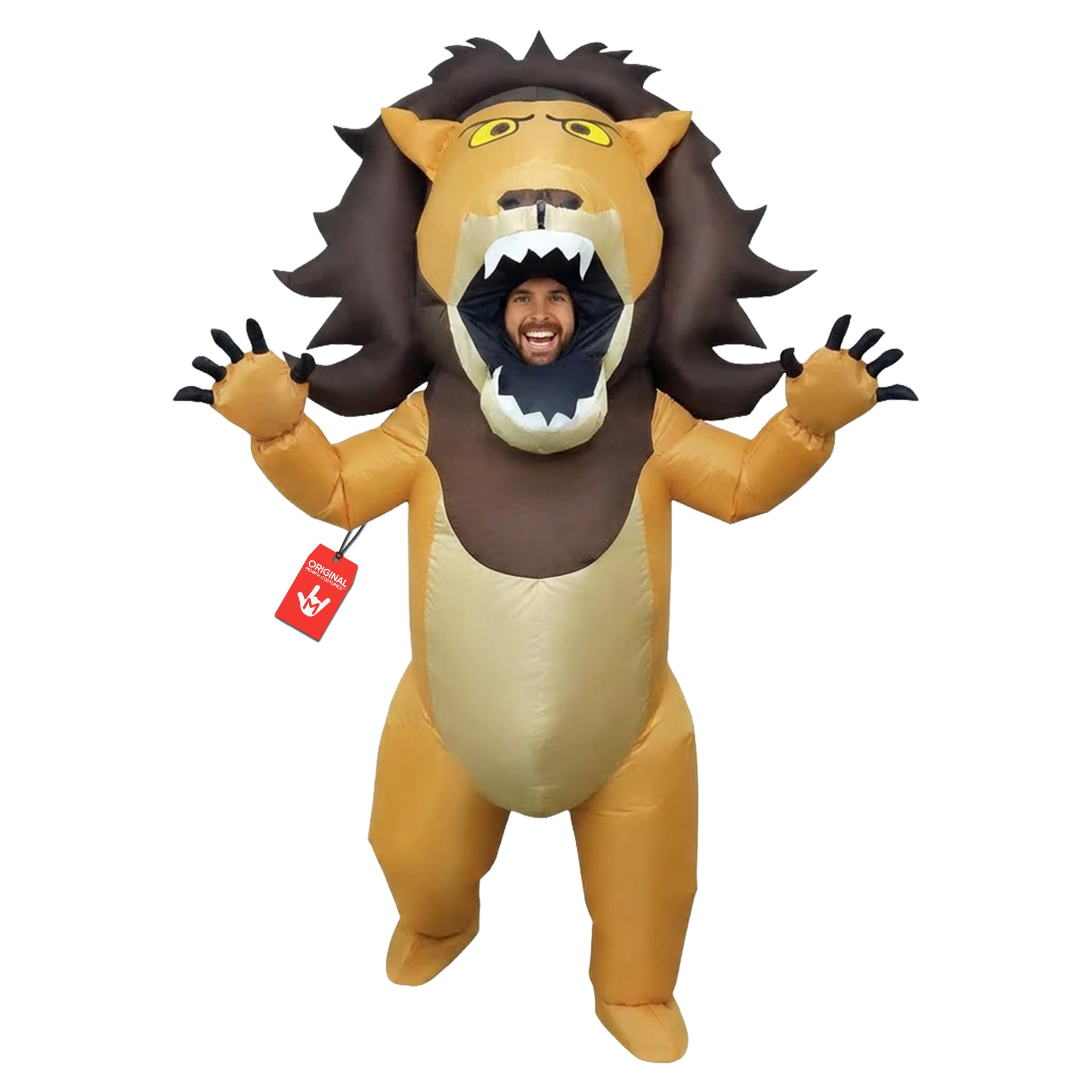 Morph Aufblasbares Löwenkostüm für Erwachsene, Ganzkörperkostüm, Perfekt für Halloween und Karneval, Einheitsgröße