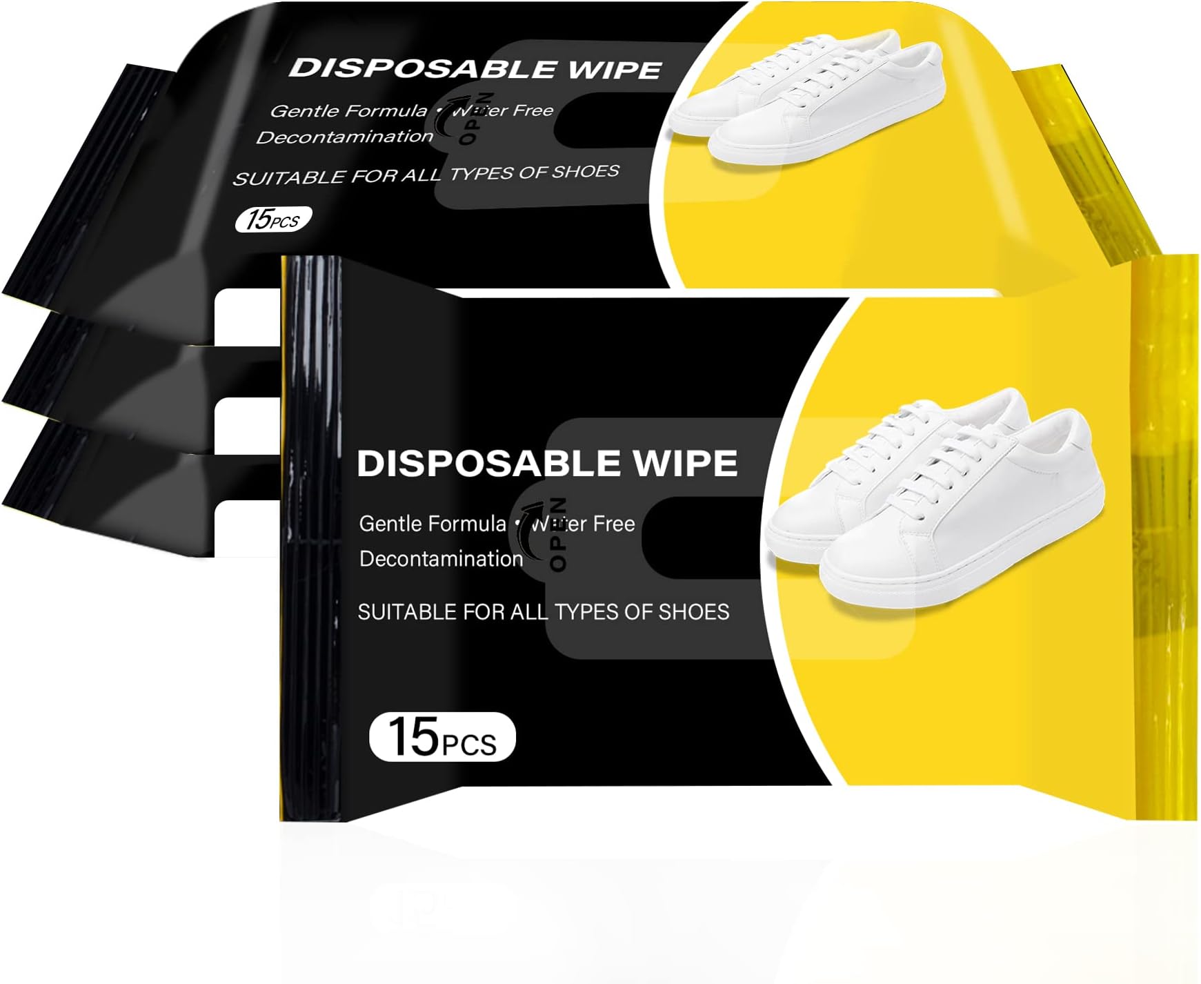 YOLOPARKSneaker Wipes 4 Pack 60 Pcs, Quick Cleaning Shoe Wipes Disposable for Sneaker Sport and Other Shoes, Shoe Cleaning Kit Travel Friendly